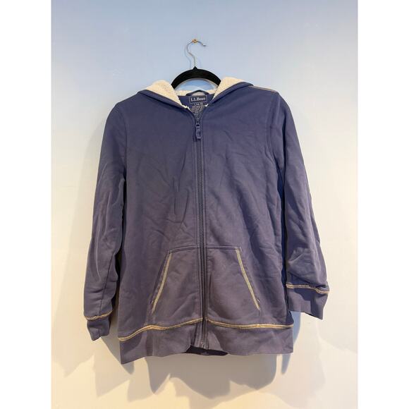 L.L.Bean Sherpa-Lined Zip Hoodie – Blue – Kids’ Size L (14–16) - Picture 1 of 3